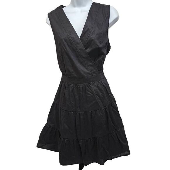 Nine West Tiered Wrap Dress Black Size Large NWT H7 - Picture 1 of 10